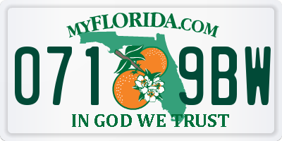 FL license plate 0719BW