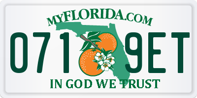 FL license plate 0719ET