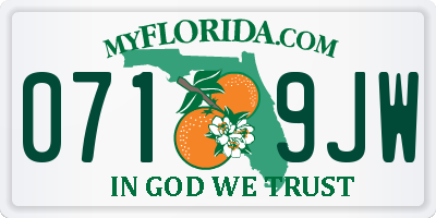 FL license plate 0719JW