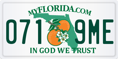 FL license plate 0719ME