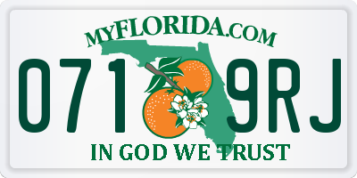 FL license plate 0719RJ
