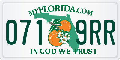 FL license plate 0719RR