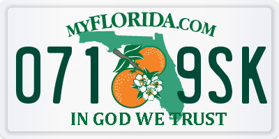 FL license plate 0719SK
