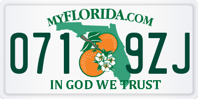 FL license plate 0719ZJ