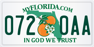 FL license plate 0720AA