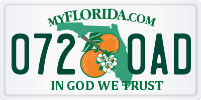 FL license plate 0720AD