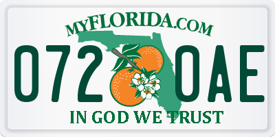 FL license plate 0720AE