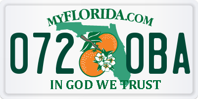 FL license plate 0720BA