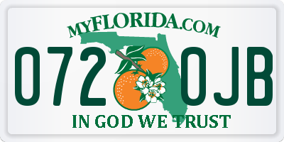 FL license plate 0720JB