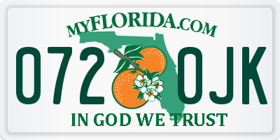 FL license plate 0720JK