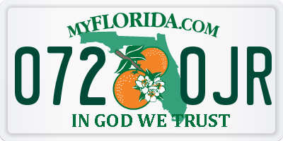 FL license plate 0720JR