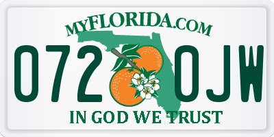 FL license plate 0720JW