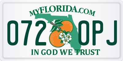 FL license plate 0720PJ
