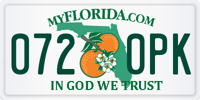 FL license plate 0720PK