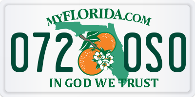 FL license plate 0720SO