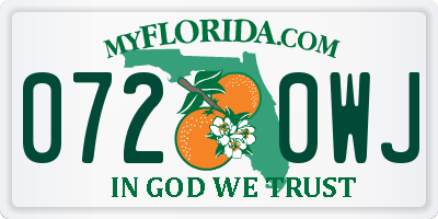FL license plate 0720WJ