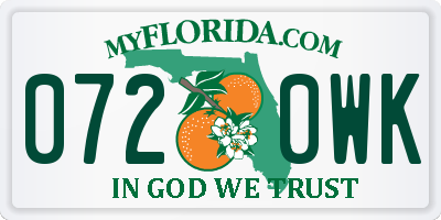 FL license plate 0720WK
