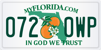 FL license plate 0720WP