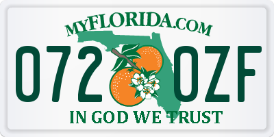 FL license plate 0720ZF