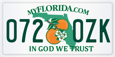 FL license plate 0720ZK