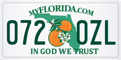 FL license plate 0720ZL