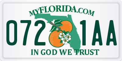 FL license plate 0721AA