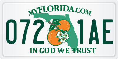 FL license plate 0721AE
