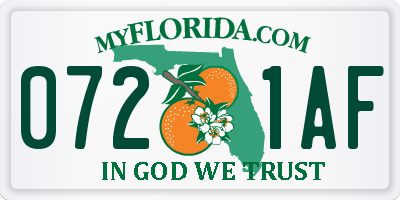 FL license plate 0721AF