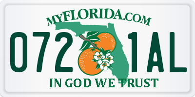 FL license plate 0721AL