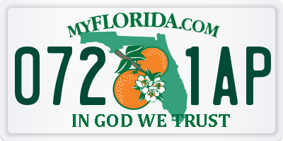 FL license plate 0721AP