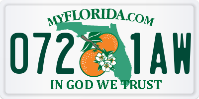 FL license plate 0721AW