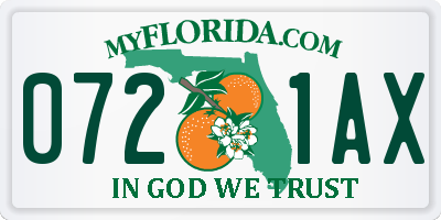 FL license plate 0721AX