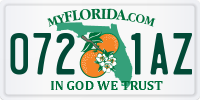 FL license plate 0721AZ