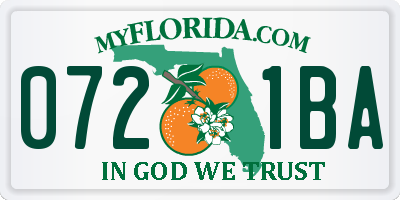 FL license plate 0721BA