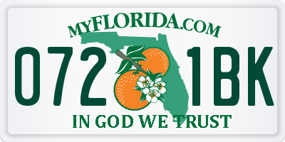 FL license plate 0721BK