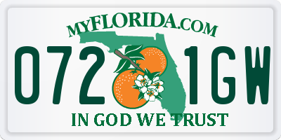 FL license plate 0721GW