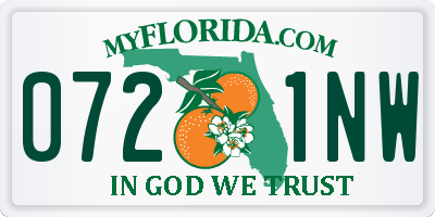 FL license plate 0721NW