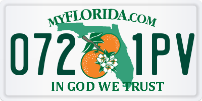 FL license plate 0721PV