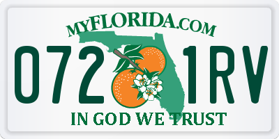 FL license plate 0721RV