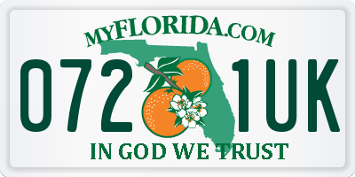 FL license plate 0721UK