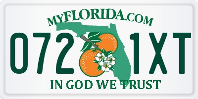 FL license plate 0721XT