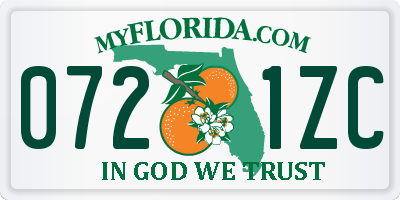 FL license plate 0721ZC