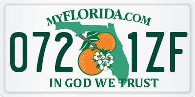 FL license plate 0721ZF