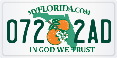 FL license plate 0722AD