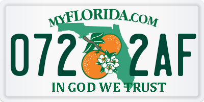 FL license plate 0722AF
