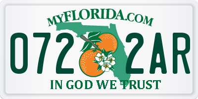 FL license plate 0722AR