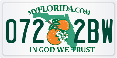 FL license plate 0722BW