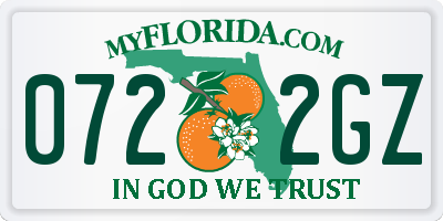 FL license plate 0722GZ