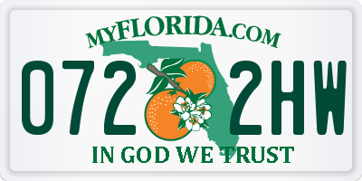 FL license plate 0722HW