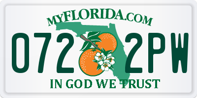 FL license plate 0722PW